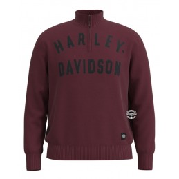 Maglia da uomo Stample 1/4 zip Bordeaux Harley-Davidson