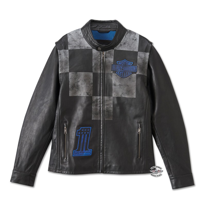 Giacca in pelle da uomo Blu Steel Harley-Davidson