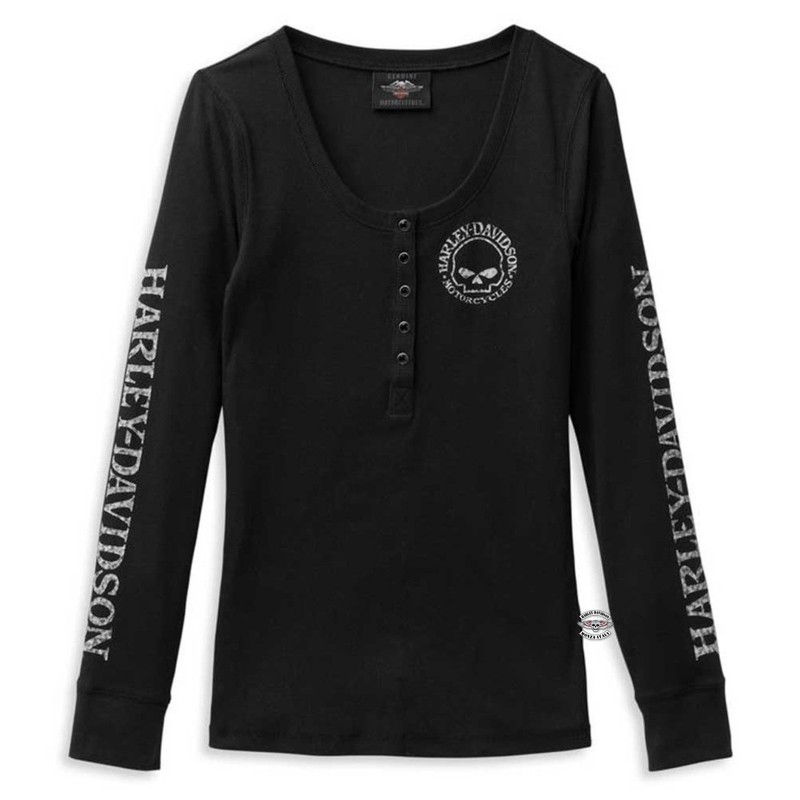 Maglia da donna Henley Black Harley-Davidson