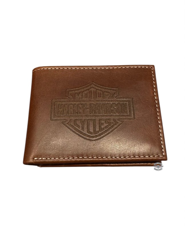 Portafoglio Harley-Davidson Tri-Fold In Pelle Cognac, Con Logo HD, Stile Easy Rider, Nuovo Con Etichette - Foto 3