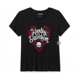 T-shirt da donna Roses Black Harley-Davidson