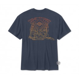 T-shirt da uomo Engine Twins Blu Harley-Davidson