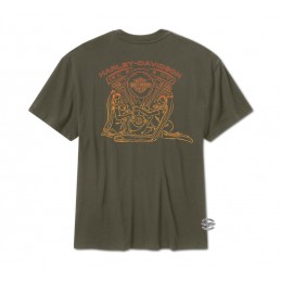 T-shirt da uomo Engine Twins Green Harley-Davidson