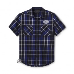 Camicia Uomo Plaid HD® Essential Manica Corta Blu