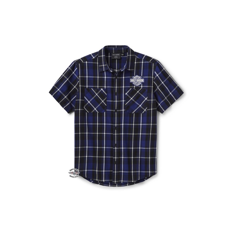 Camicia Uomo Plaid HD® Essential Manica Corta Blu