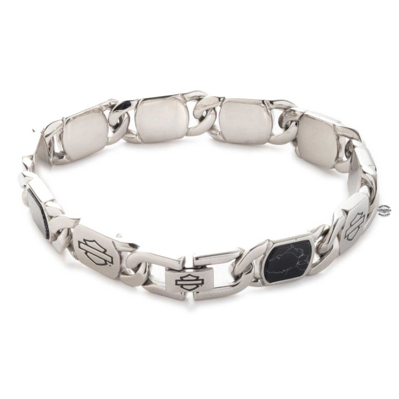 Bracciale da uomo Bar & Shield Howlite Stone Harley-Davidson