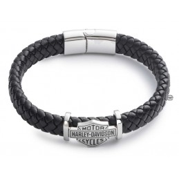 Bracciale da uomo Leather Bar & Shield Logo Harley-Davidson