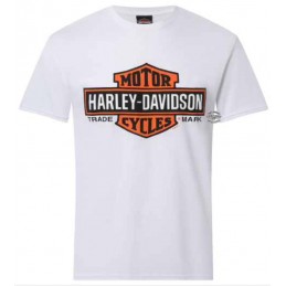 T-shirt da uomo Elongated Bar & Shield on White Harley-Davidson Monza