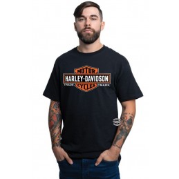 T-shirt da uomo Elongate Bar & Shield On Black Harley-Davidson Monza