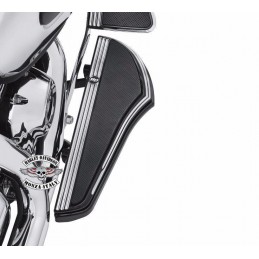 Pedane linea Defiance anodizzate nere con intagli satinati